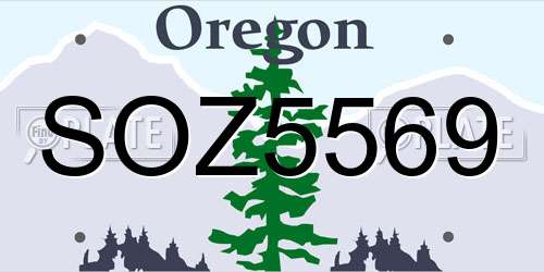 SOZ5569 Oregon License Plate
