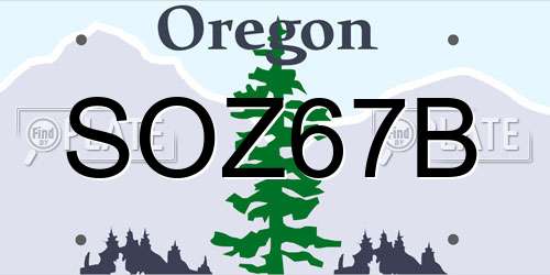 SOZ67B Oregon License Plate