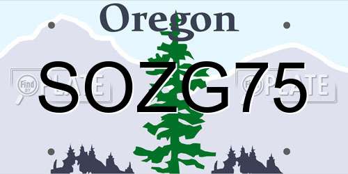 SOZG75 Oregon License Plate