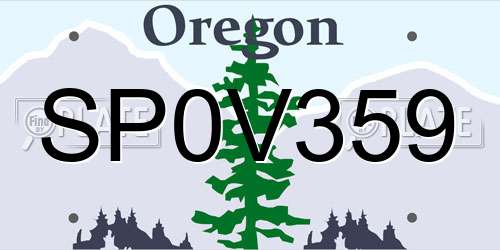 SP0V359 Oregon License Plate