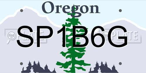SP1B6G Oregon License Plate