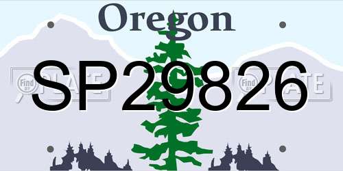 SP29826 Oregon License Plate