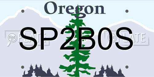 SP2B0S Oregon License Plate