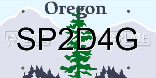 SP2D4G Oregon License Plate