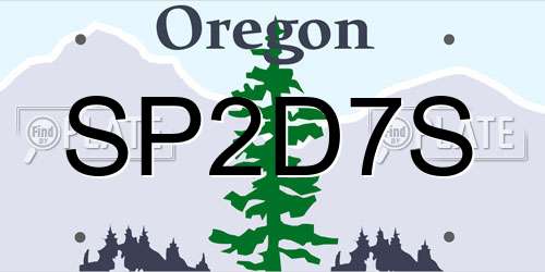 SP2D7S Oregon License Plate