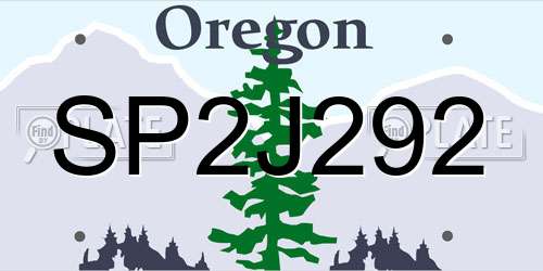 SP2J292 Oregon License Plate