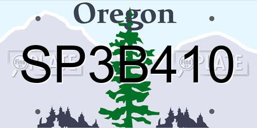 SP3B410 Oregon License Plate