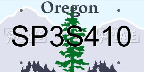 SP3S410 Oregon License Plate