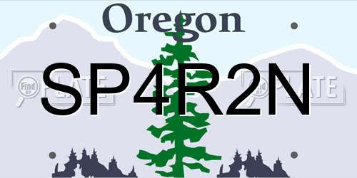 SP4R2N Oregon License Plate