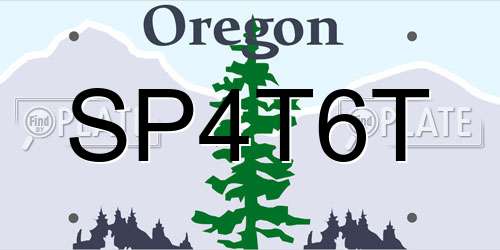 SP4T6T Oregon License Plate