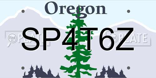 SP4T6Z Oregon License Plate