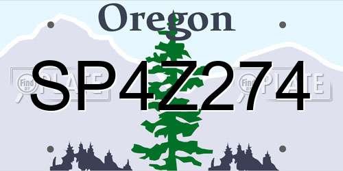 SP4Z274 Oregon License Plate