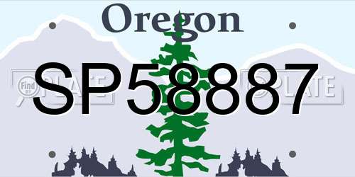 SP58887 Oregon License Plate