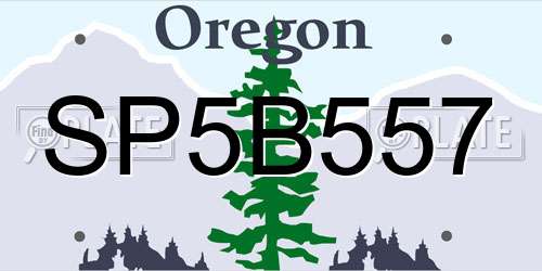 SP5B557 Oregon License Plate