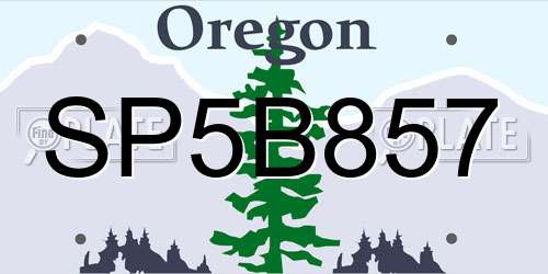 SP5B857 Oregon License Plate