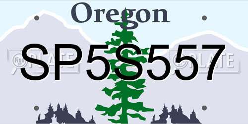 SP5S557 Oregon License Plate