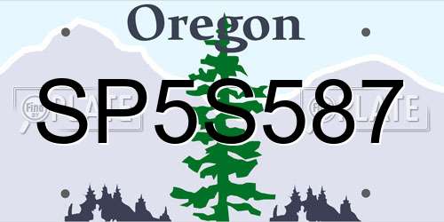 SP5S587 Oregon License Plate