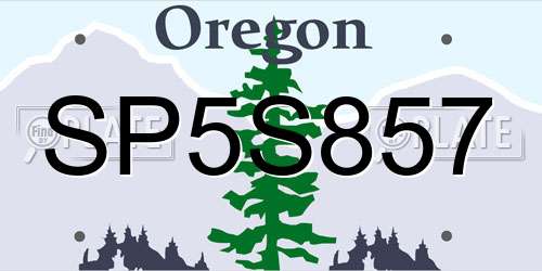 SP5S857 Oregon License Plate