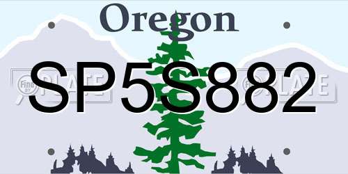 SP5S882 Oregon License Plate