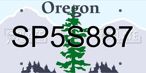 SP5S887 Oregon License Plate
