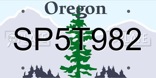 SP5T982 Oregon License Plate