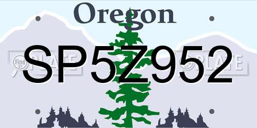 SP5Z952 Oregon License Plate