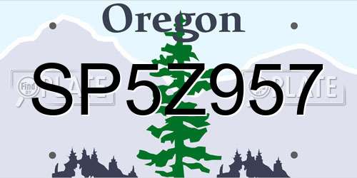 SP5Z957 Oregon License Plate