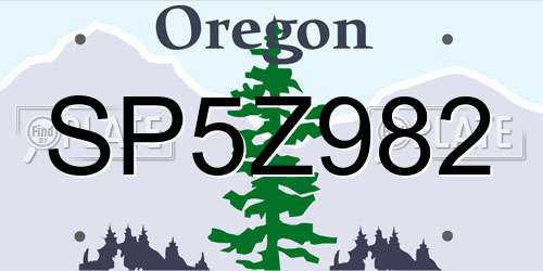 SP5Z982 Oregon License Plate