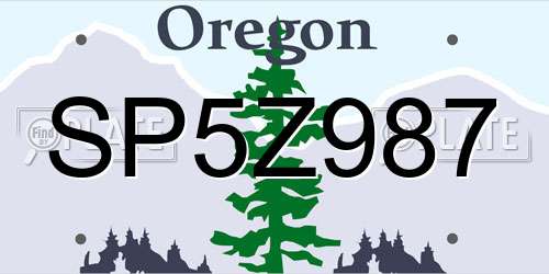 SP5Z987 Oregon License Plate
