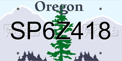 SP6Z418 Oregon License Plate