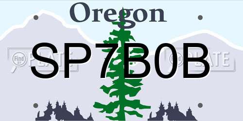 SP7B0B Oregon License Plate