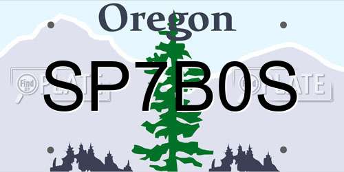 SP7B0S Oregon License Plate