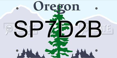 SP7D2B Oregon License Plate