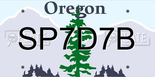 SP7D7B Oregon License Plate