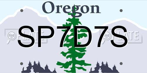 SP7D7S Oregon License Plate