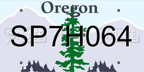 SP7H064 Oregon License Plate