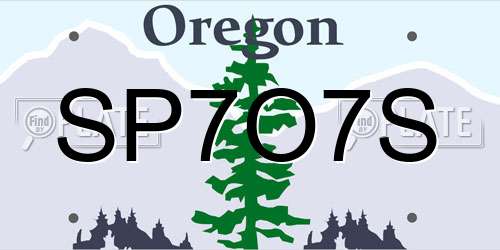 SP7O7S Oregon License Plate