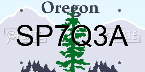 SP7Q3A Oregon License Plate