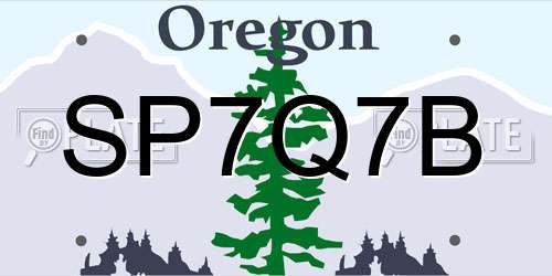 SP7Q7B Oregon License Plate