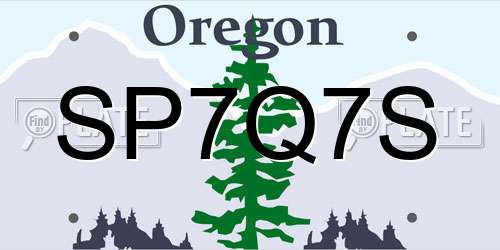 SP7Q7S Oregon License Plate