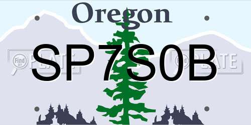 SP7S0B Oregon License Plate