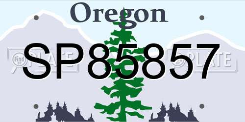 SP85857 Oregon License Plate