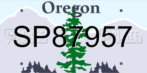 SP87957 Oregon License Plate