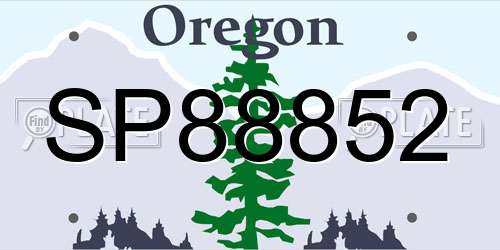 SP88852 Oregon License Plate