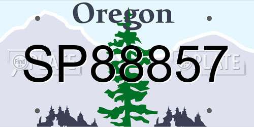 SP88857 Oregon License Plate