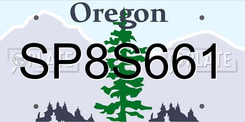 SP8S661 Oregon License Plate