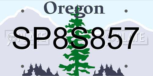 SP8S857 Oregon License Plate