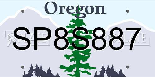 SP8S887 Oregon License Plate