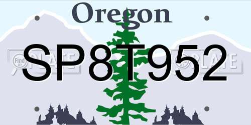 SP8T952 Oregon License Plate