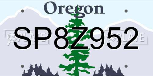 SP8Z952 Oregon License Plate